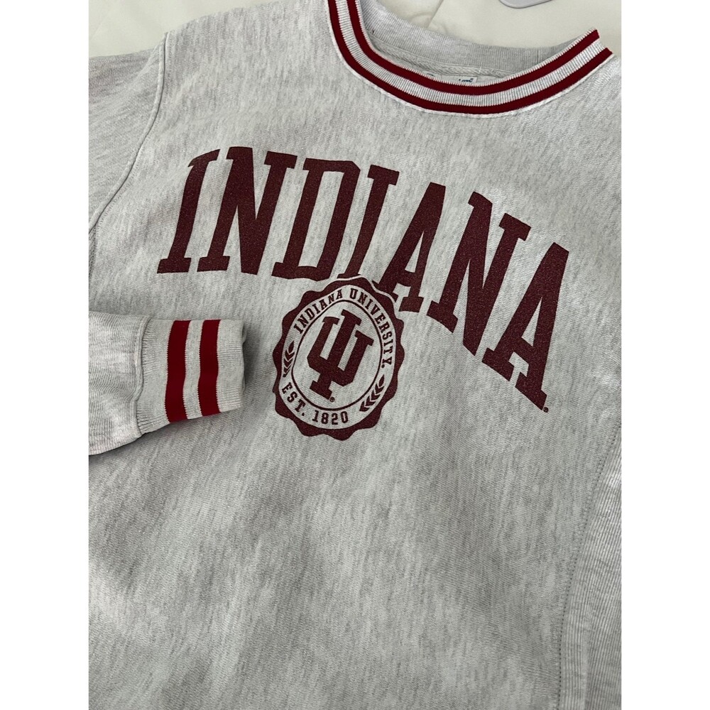 Champion Vintage Indiana University Reverse Weave Crewneck Stripes Size Small